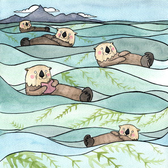 Sea Otters Reading a Story