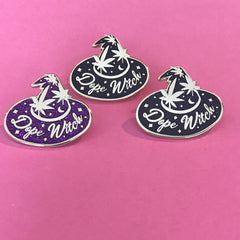 Dope Witch Enamel Pin Black Glitter