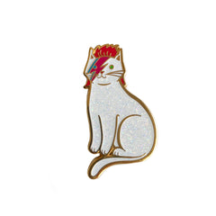 David Bowie Cat Enamel Pin Gold Hard Enamel