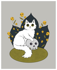 White Cat and Skull
