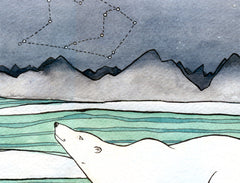Polar Bears Looking Up at Constellations