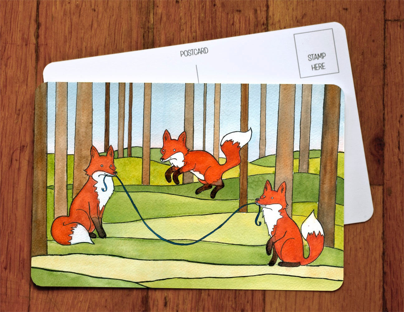 Foxes Jumping Rope Card