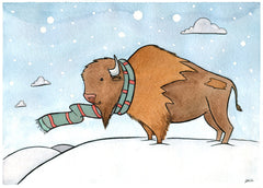 Handsome Buffalo with Scarf Card