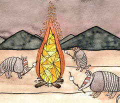 Armadillos Roasting Marshmallows