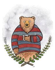 Grizzly Bear and Whiskey Art Card