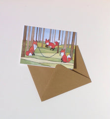 Foxes Jumping Rope Card