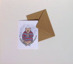 Grizzly Bear and Whiskey Art Card