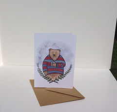 Grizzly Bear and Whiskey Art Card