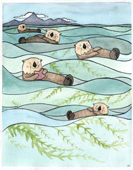 Sea Otters Reading a Book