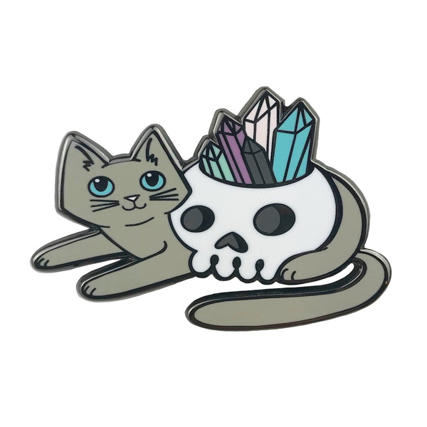 Cat and Crystals Enamel Pin