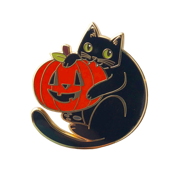 Cat and Pumpkin Enamel Pin