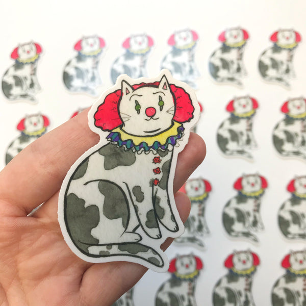 Killer Clown Cat Vinyl Sticker