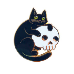 Cat and Skull Enamel Pin