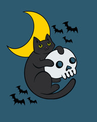 Halloween Cat and Skull