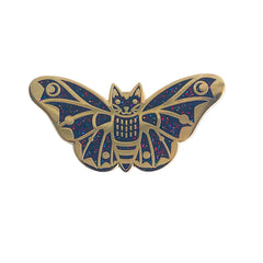 Black Rainbow Glitter Moth Cat Wings Up enamel pin SALE