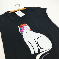 Bowie Cat V Neck Tee