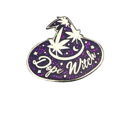 Dope Witch Enamel Pin Purple Glitter