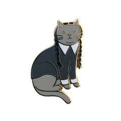 Goth Cat Hard Enamel Pin in Gold