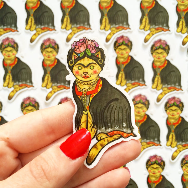 Frida Kahlo Cat Vinyl Sticker