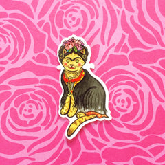 Frida Kahlo Cat Vinyl Sticker