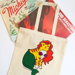 Mermaid Cat Tote Bag- Cat Tote Bag -  Mermaid Cat tote bag  - Mermaid Cat tote - Mermaid Cat Bag