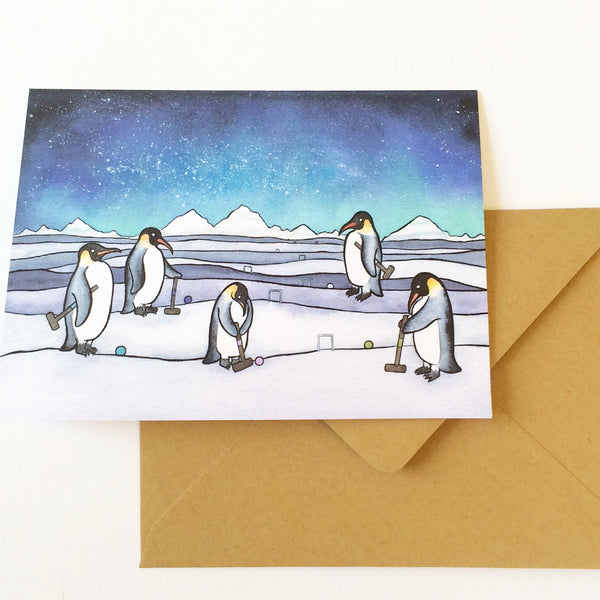 Penguin Croquet Card