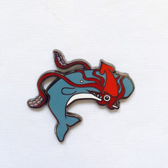 Squid and Whale Enamel Pin