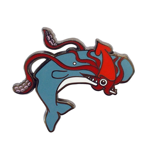Squid and Whale Enamel Pin