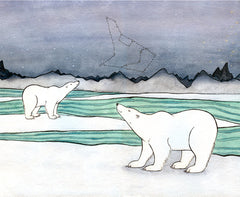 Polar Bears Looking Up at Constellations