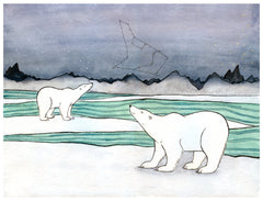 Polar Bears And Constellations Art Card