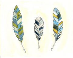 Feathers Art Print  - Feathers - Print - Watercolor - 5x7