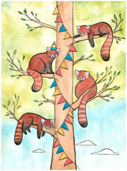 Red Pandas Hanging Banner for a Party Art Card