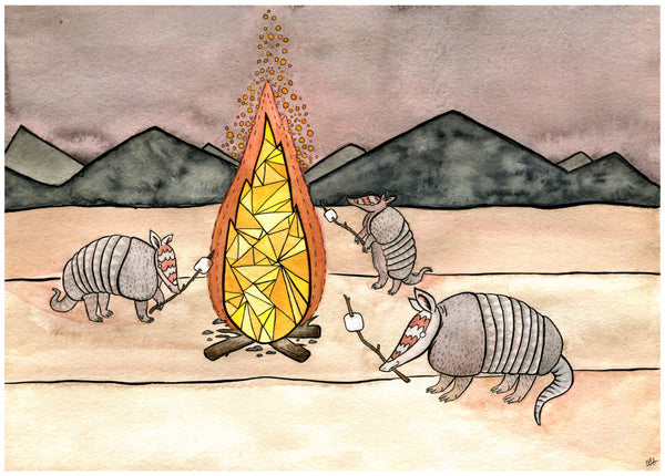 Armadillos Roasting Marshmallows