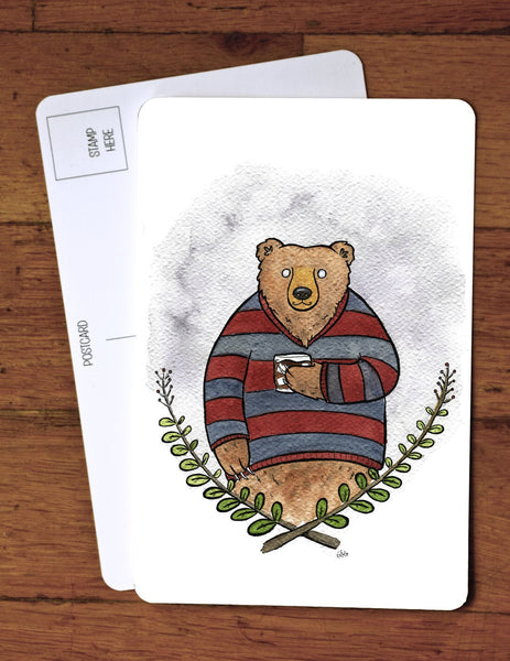 Grizzly Bear and Whiskey Art Card