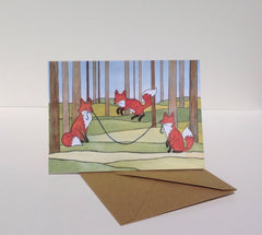 Foxes Jumping Rope Card