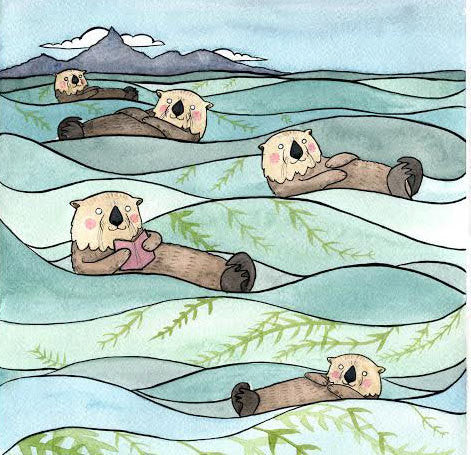 Sea Otters Reading a Book