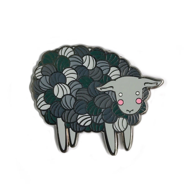 Yarn Sheep in Grey Enamel Pin